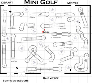 plan mini golf interieur 18 pistes